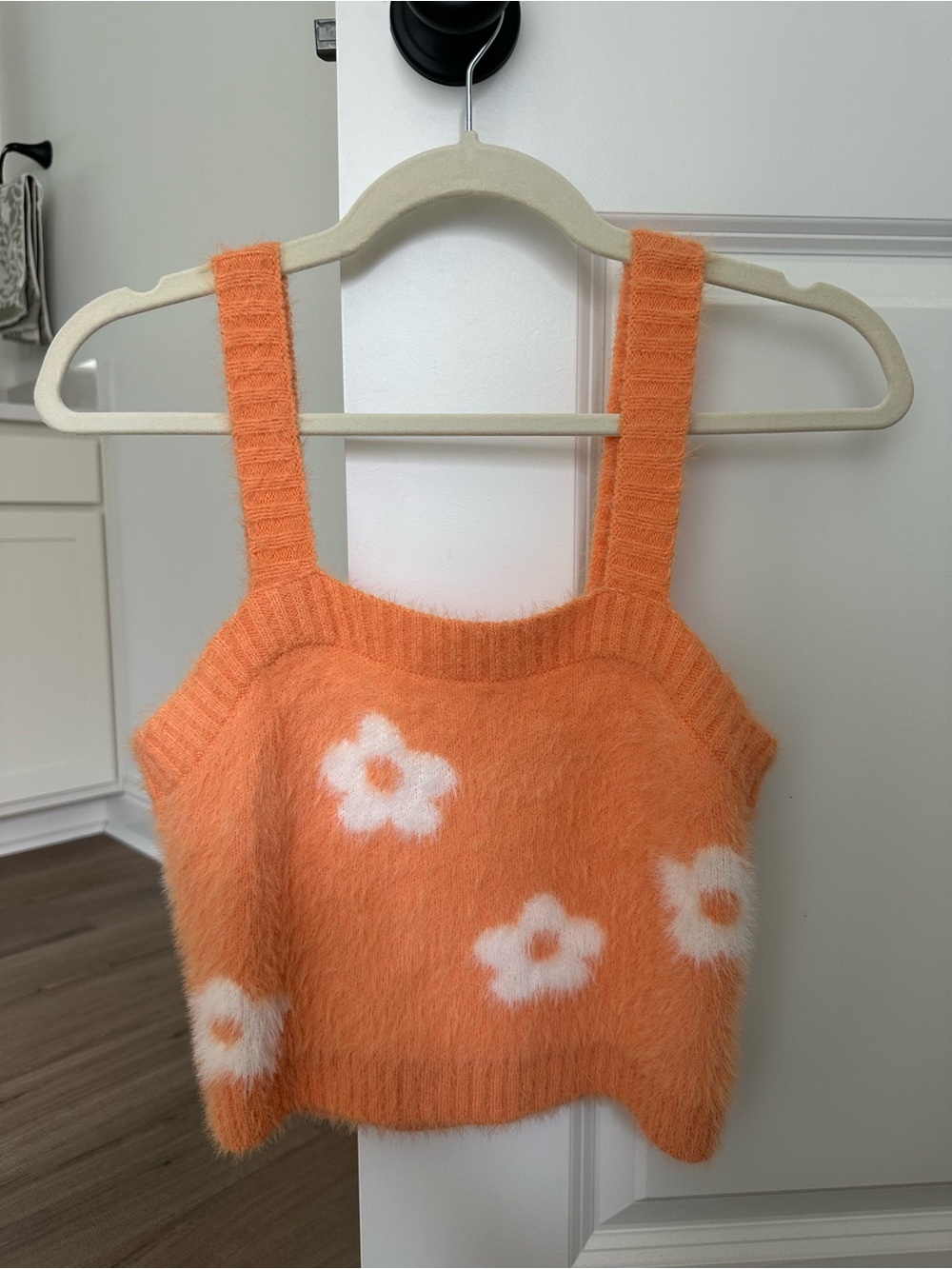 Luca and Grae Fuzzy Orange Floral Crop Tank